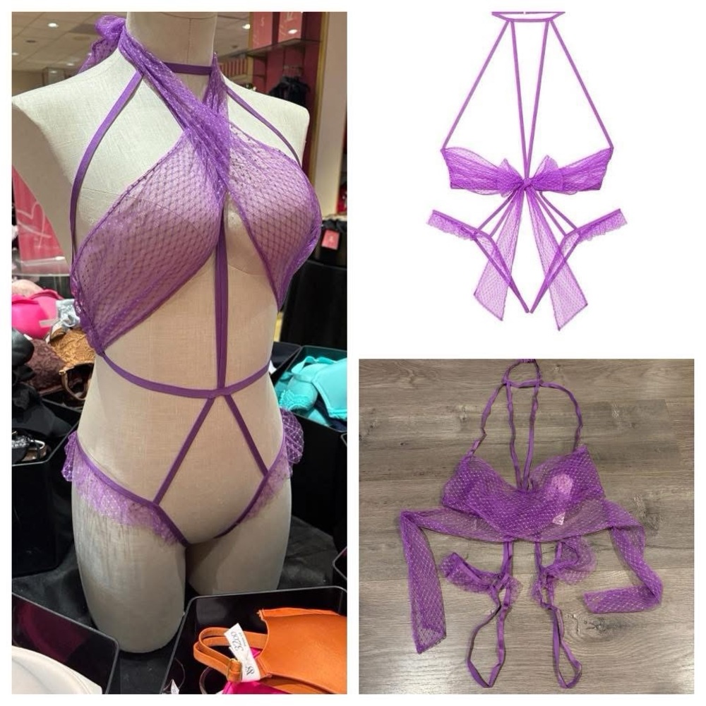 Victoria's Secret Purple Tulle Cutout Teddy